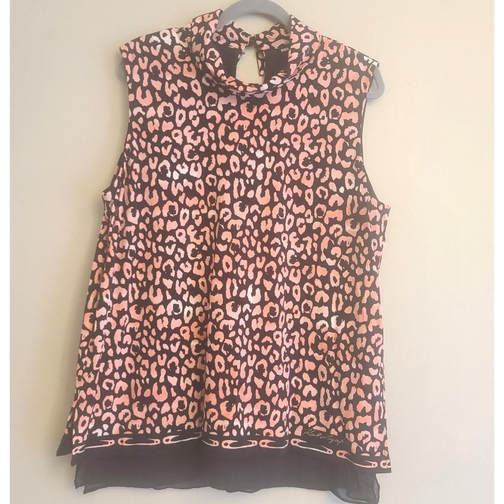 Karl Lagerfeld Peach & Black Sleeveless Top XL